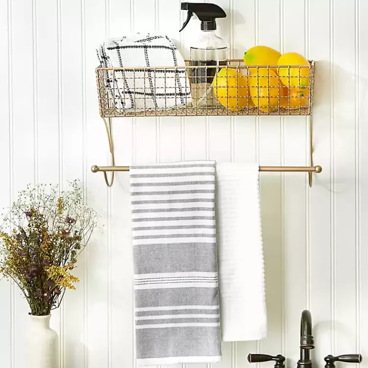 antique_gold_wire_basket_towel_rack__in_4.webp Antique Gold Wire Basket Towel Rack, 17 in.>Kirklands Home Fashion