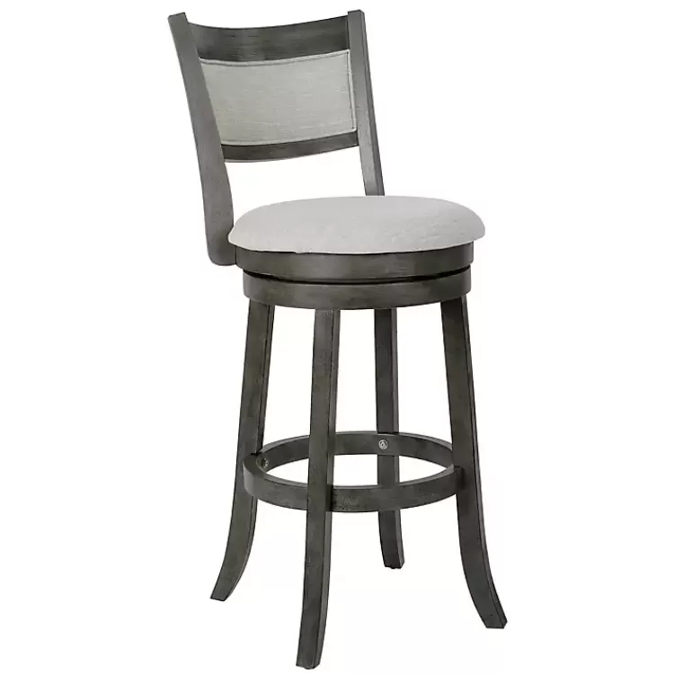 Antique Gray Upholstered Swivel Bar Stool>Kirklands Home Hot