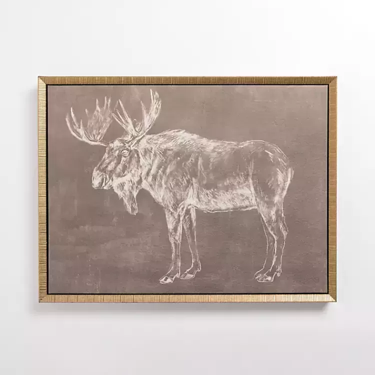 Antique Moose Framed Canvas Art Print>Kirklands Home Discount