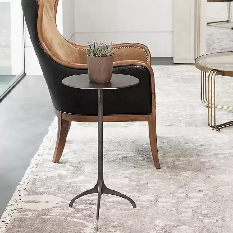Antique Nickel Round Tripod Accent Table>Kirklands Home Flash Sale