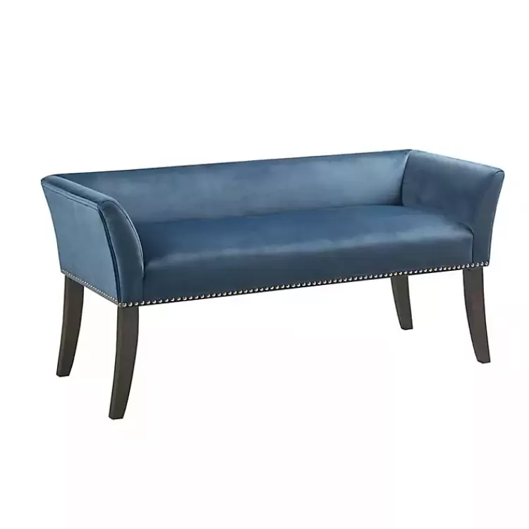Antique Sapphire Low Back Upholstered Bench>Kirklands Home Flash Sale