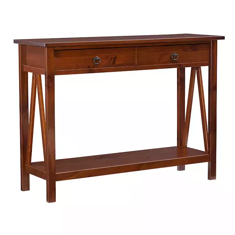 Antique Tobacco Console Table with Bottom Shelf>Kirklands Home Fashion