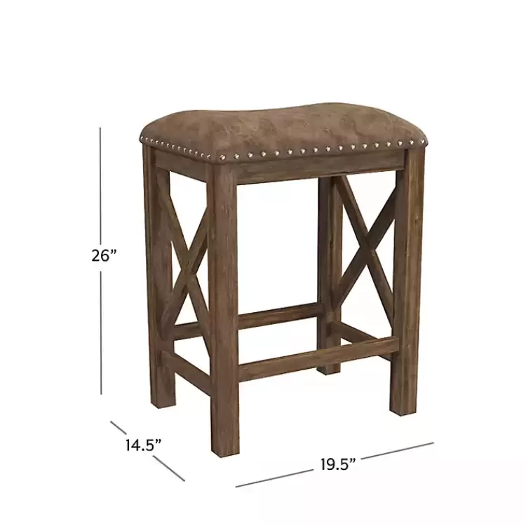 antique_walnut_faux_leather_stools_set_of__2.webp Antique Walnut Faux Leather Stools, Set of 2>Kirklands Home Cheap