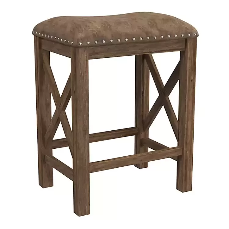 antique_walnut_faux_leather_stools_set_of__5.webp Antique Walnut Faux Leather Stools, Set of 2>Kirklands Home Cheap