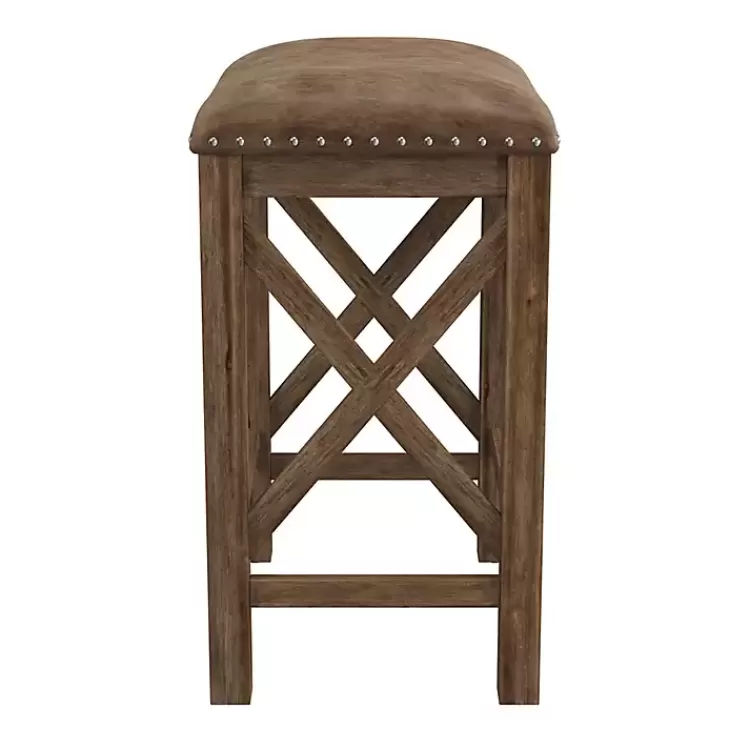 antique_walnut_faux_leather_stools_set_of__7.webp Antique Walnut Faux Leather Stools, Set of 2>Kirklands Home Cheap