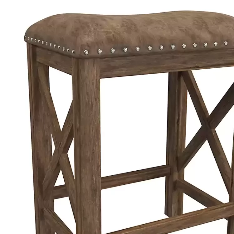 antique_walnut_faux_leather_stools_set_of__8.webp Antique Walnut Faux Leather Stools, Set of 2>Kirklands Home Cheap