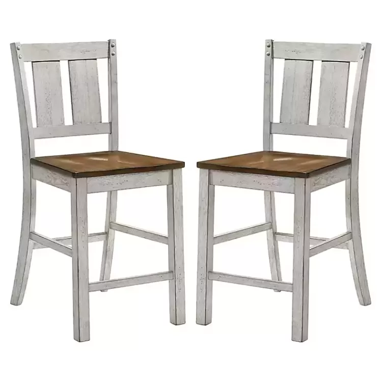 Antique White & Dark Brown 2-pc. Counter Stool Set>Kirklands Home Discount