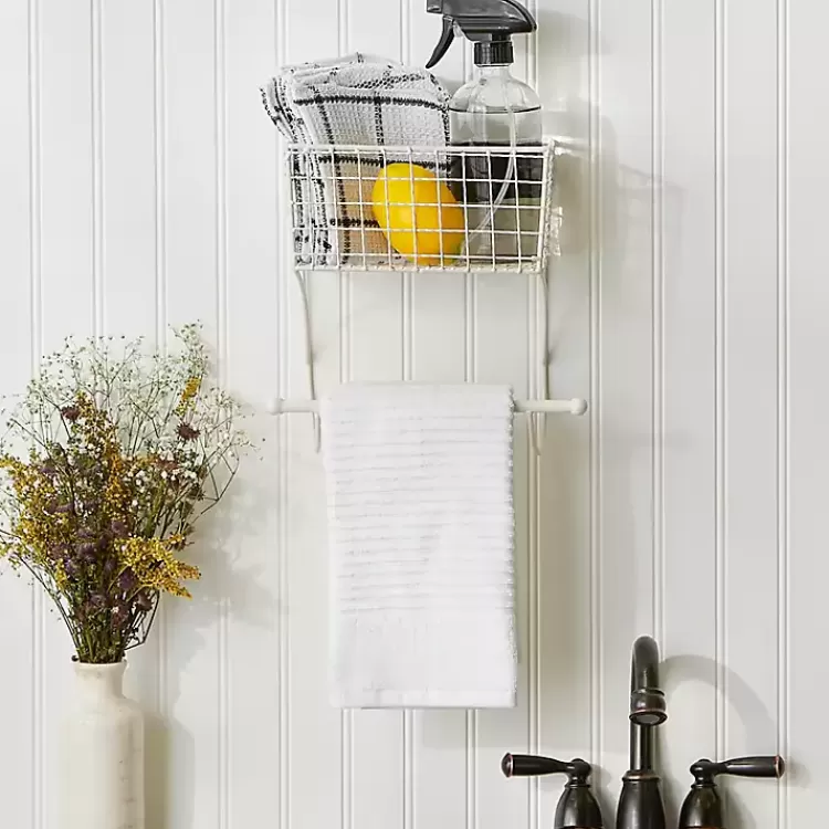 Antique White Wire Basket Towel Rack>Kirklands Home Fashion