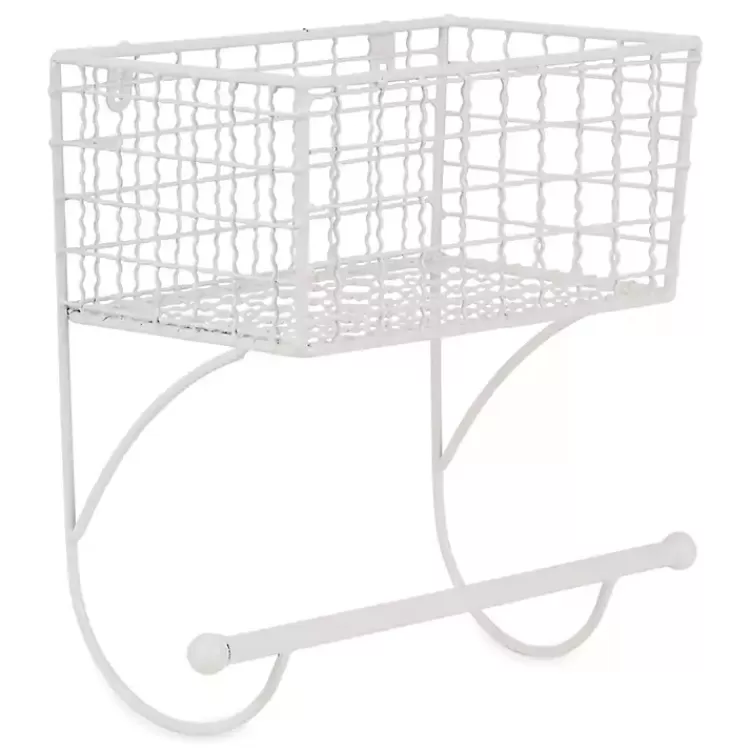 Antique White Wire Basket Towel Rack>Kirklands Home Fashion