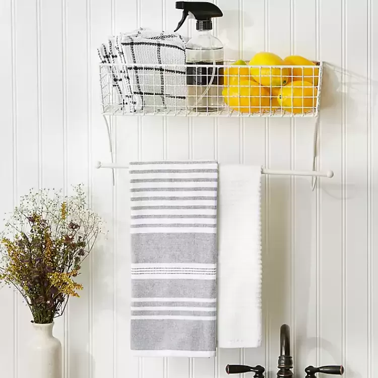 Antique White Wire Basket Towel Rack, 17 in.>Kirklands Home Store