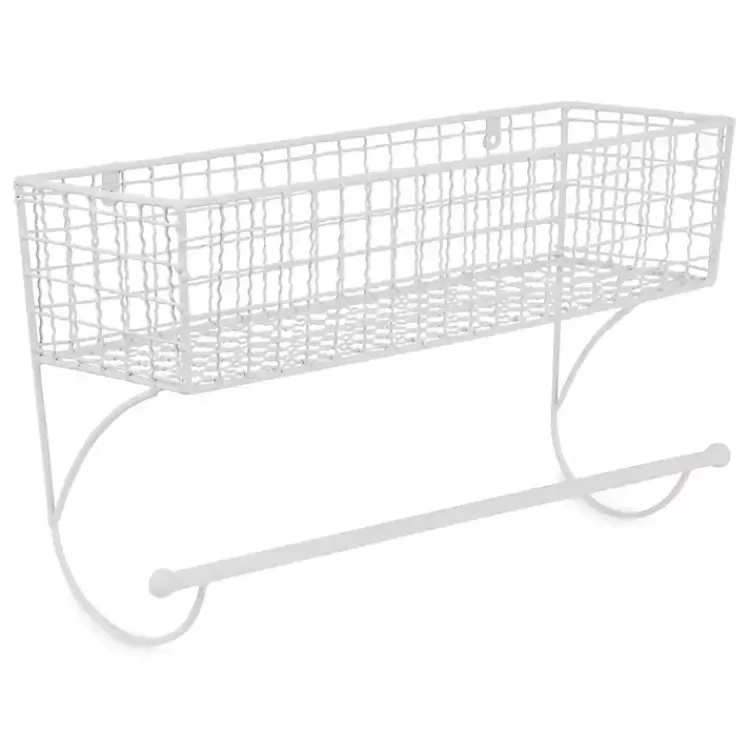 Antique White Wire Basket Towel Rack, 17 in.>Kirklands Home Store