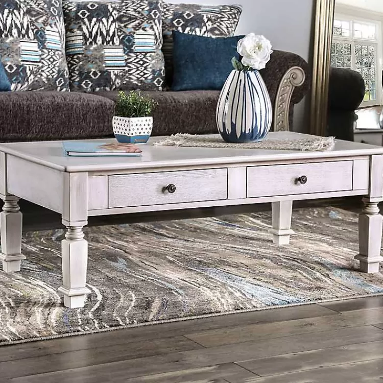 Antique Wood 4-Drawer Heather Coffee Table>Kirklands Home Online
