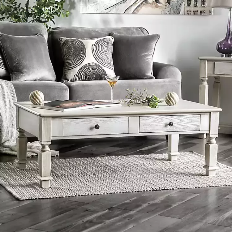 antique_white_wood_drawer_heather_coffee_table_2.webp Antique Wood 4-Drawer Heather Coffee Table>Kirklands Home Online