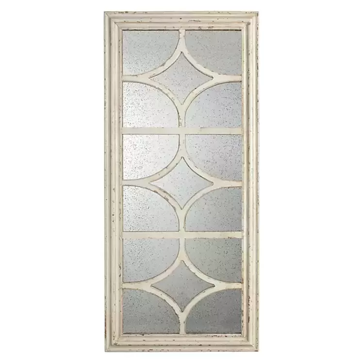 Antique Whitewashed Diamond Panel Wall Mirror>Kirklands Home Fashion