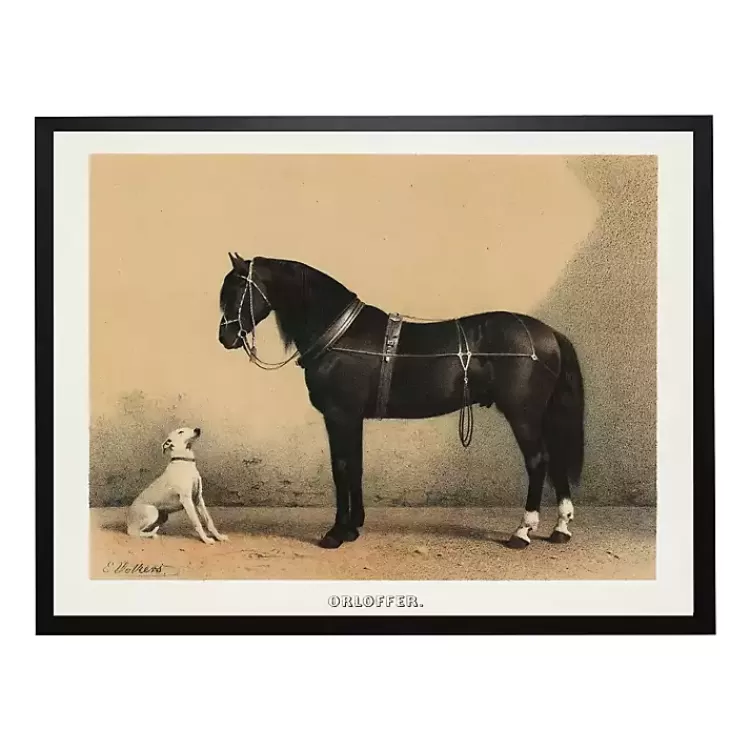 Antiqued Horse and Dog Framed Wall Art>Kirklands Home Store