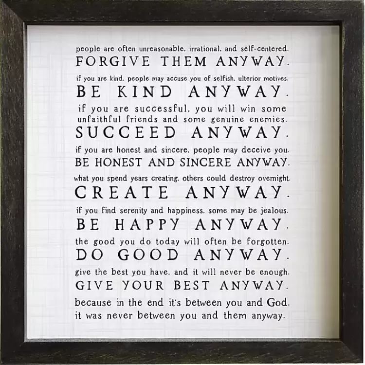 Anyway Framed Wood Wall Plaque>Kirklands Home Discount