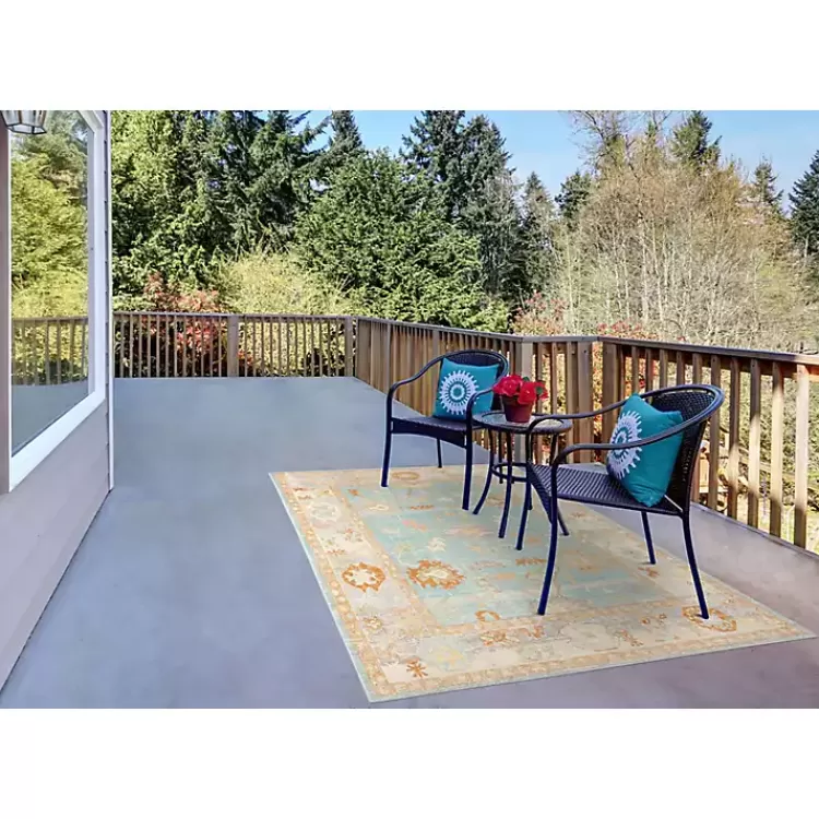 Aqua and Beige Bohemian Area Rug, 7x9>Kirklands Home Store