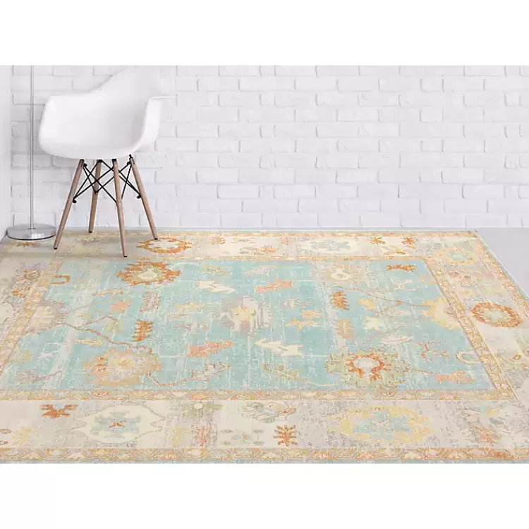 aqua_and_beige_bohemian_area_rug_x_6-1.webp Aqua and Beige Bohemian Area Rug, 5x8>Kirklands Home Best