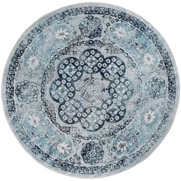 Aqua and Gray Alex Round Area Rug, 6x6>Kirklands Home Discount