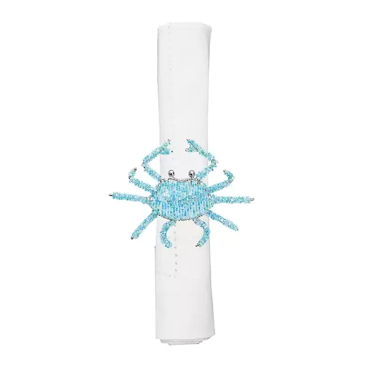 Aqua Beaded Crab Napkin Rings, Set of 6>Kirklands Home Best Sale
