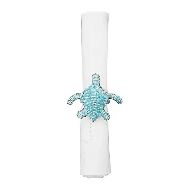 Aqua Beaded Turtle Napkin Rings, Set of 6>Kirklands Home Cheap