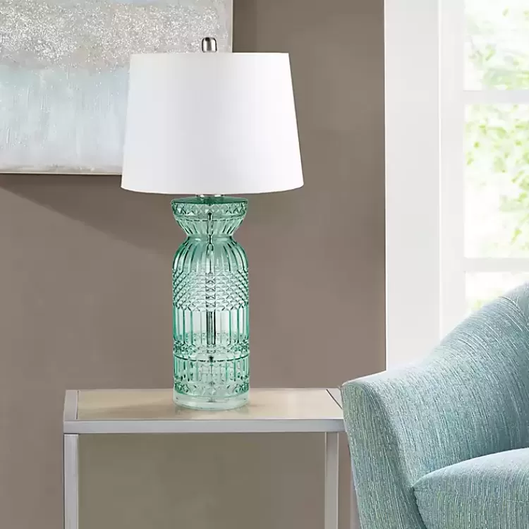 Aqua Textured Glass Luxuria Table Lamp>Kirklands Home Sale
