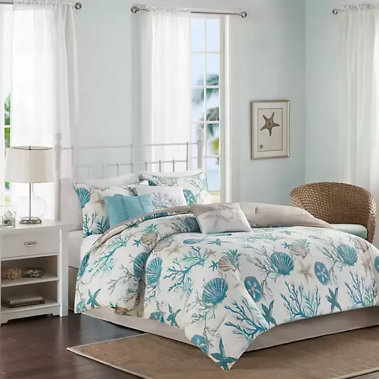 Aqua Coastal 7-pc. Queen Comforter Set>Kirklands Home Fashion