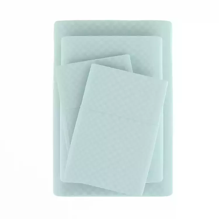 Aqua Embossed Checkered 3-pc. Twin Sheet Set>Kirklands Home Cheap