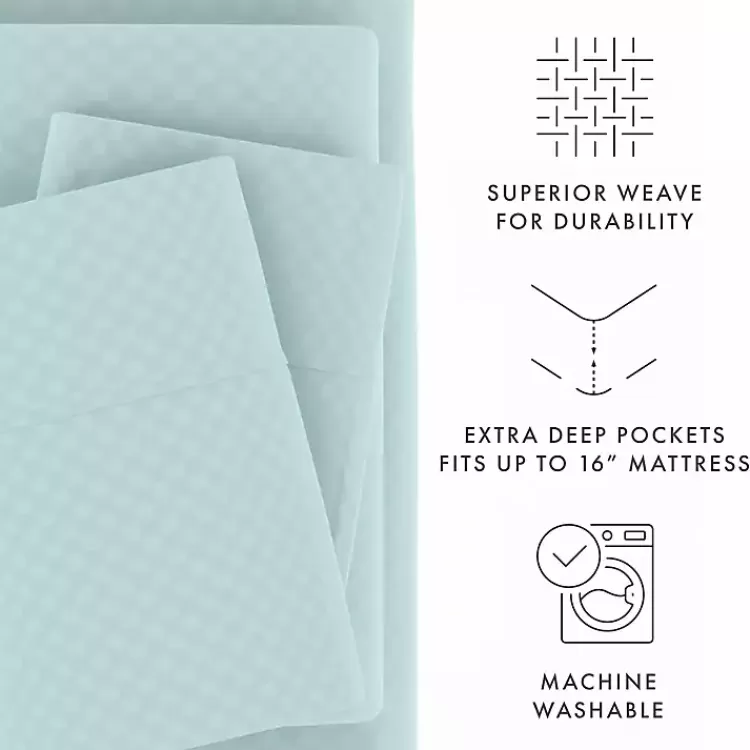 aqua_embossed_checkered_pc_twin_sheet_set_4.webp Aqua Embossed Checkered 3-pc. Twin Sheet Set>Kirklands Home Cheap