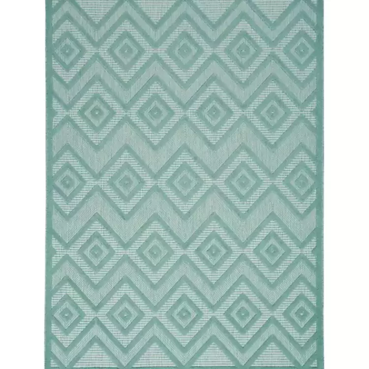 Aqua Flatweave Diamond Outdoor Area Rug>Kirklands Home Shop