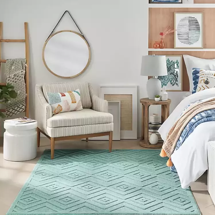aqua_flatweave_diamond_outdoor_area_rug_6.webp Aqua Flatweave Diamond Outdoor Area Rug>Kirklands Home Shop