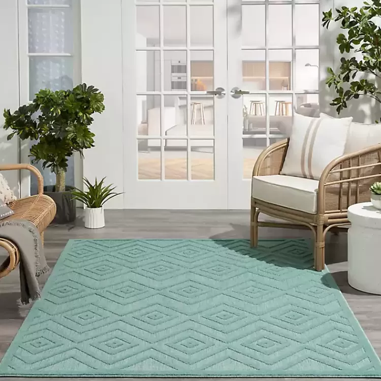 aqua_flatweave_diamond_outdoor_area_rug_8.webp Aqua Flatweave Diamond Outdoor Area Rug>Kirklands Home Shop