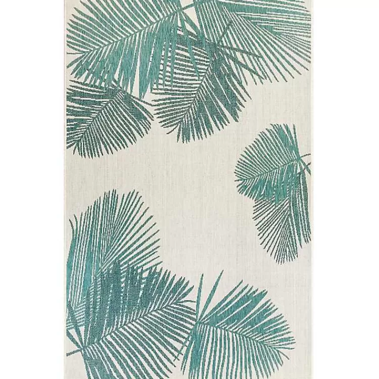 Aqua Forest Leaf Indoor/Outdoor Area Rug, 6x9>Kirklands Home Shop