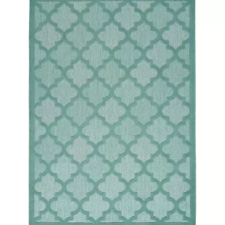 Aqua Trellis Indoor/Outdoor Area Rug, 6x9>Kirklands Home Best