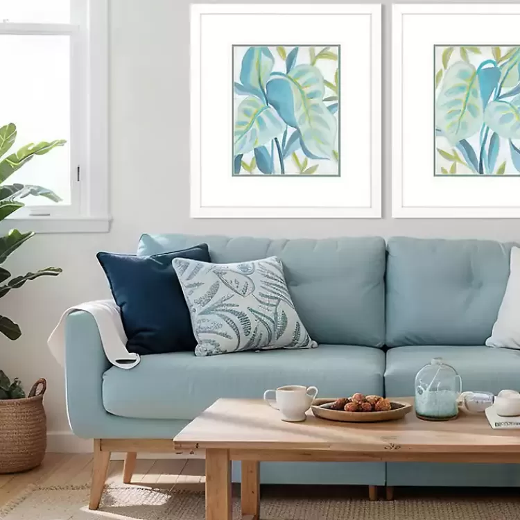 Aqua Tropical Leaves I Framed Art Print>Kirklands Home Discount