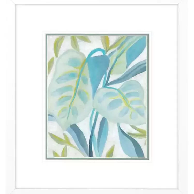 Aqua Tropical Leaves II Framed Art Print>Kirklands Home Cheap