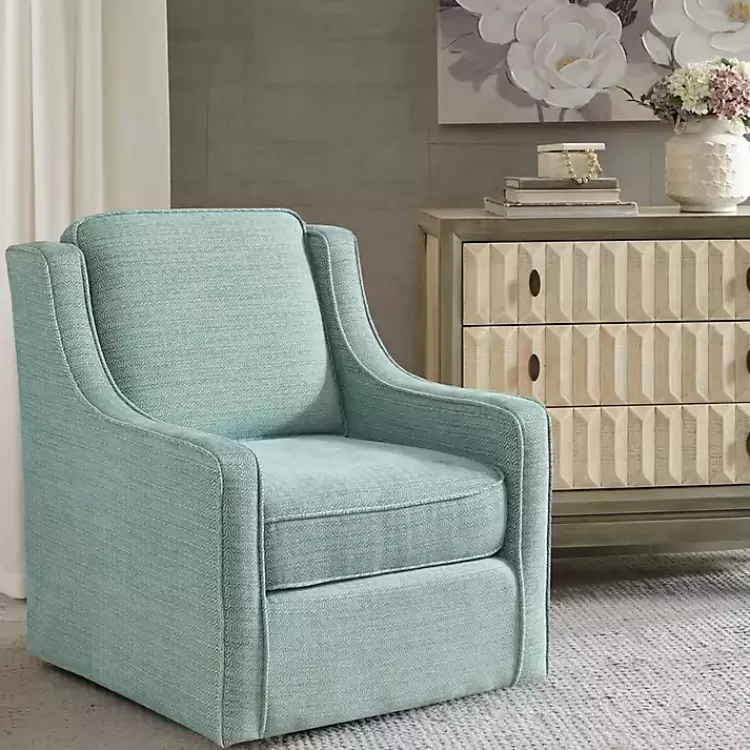 Aqua Upholstered Swivel Accent Chair>Kirklands Home New