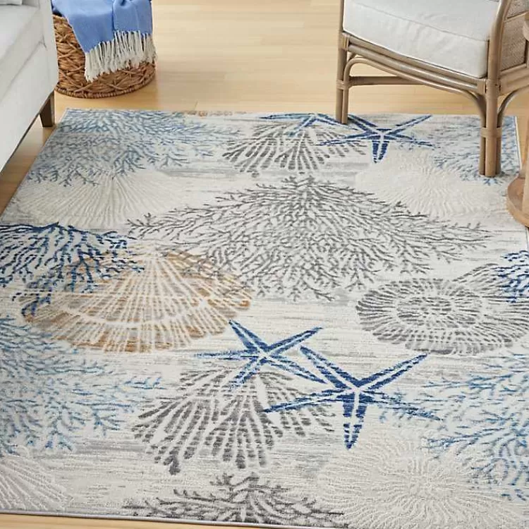 Aquamarine Starfish Coastal Area Rug, 5x7>Kirklands Home Online