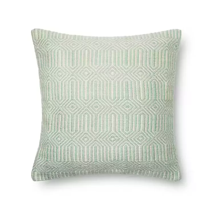 Aquamarine Woven Geometric Outdoor Throw Pillow>Kirklands Home Cheap