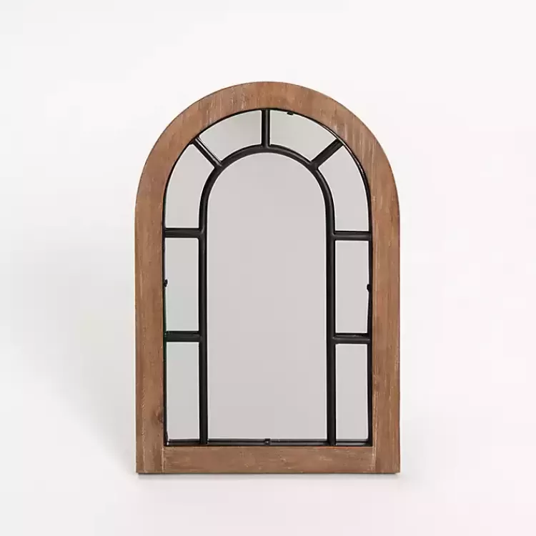 Arched Wood and Metal Overlay Tabletop Mirror>Kirklands Home Shop