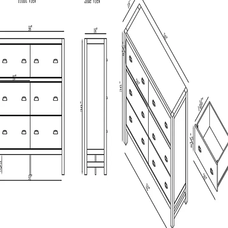 arden_white_wood_drawer_dresser_8.webp Arden Wood 6-Drawer Dresser>Kirklands Home Fashion