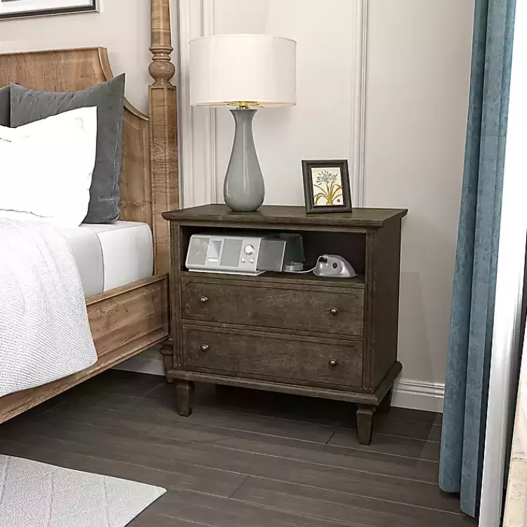 Ash 2-Drawer Wood Nightstand>Kirklands Home Cheap
