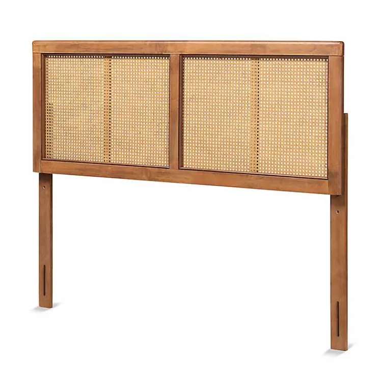 Ash Walnut Wood Rattan Frame King Headboard>Kirklands Home Cheap