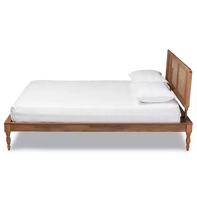 Ash Walnut Wrap-Around Rattan Platform Queen Bed>Kirklands Home Online