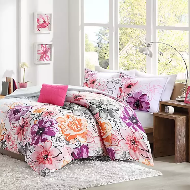ashley_floral_twin_xl_pc_comforter_set_2.webp Ashley Floral Twin XL 4-pc. Comforter Set>Kirklands Home Shop
