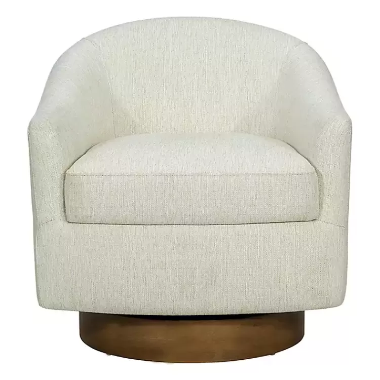 Ashton Cream Swivel Chair with Wood Base>Kirklands Home Sale