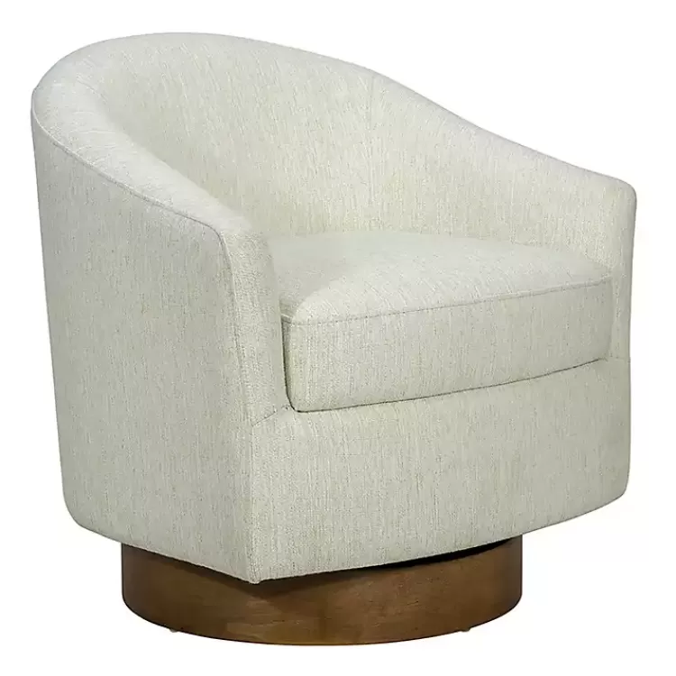 Ashton Cream Swivel Chair with Wood Base>Kirklands Home Sale