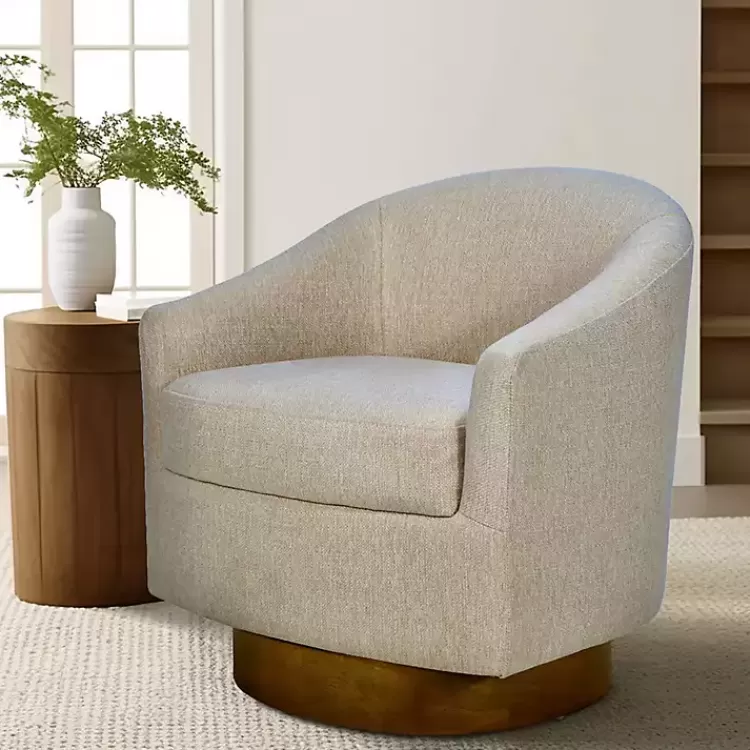 Ashton Swivel Chair with Wood Base>Kirklands Home Best