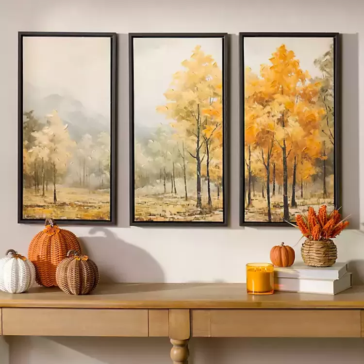 Autumn Treeline Framed Canvas Art Prints, Set of 3>Kirklands Home Online