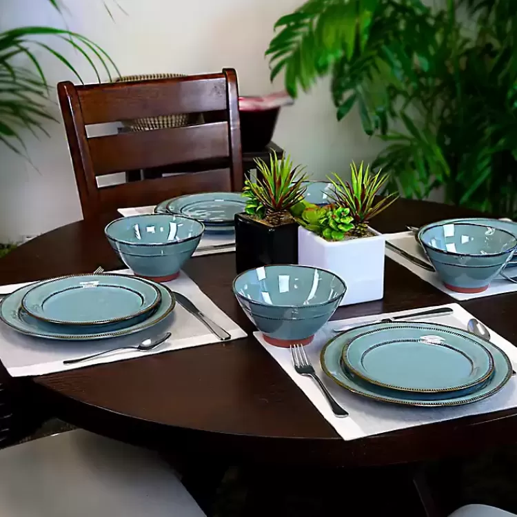 Azure Glazed Round 12-pc. Dinnerware Set>Kirklands Home Best Sale